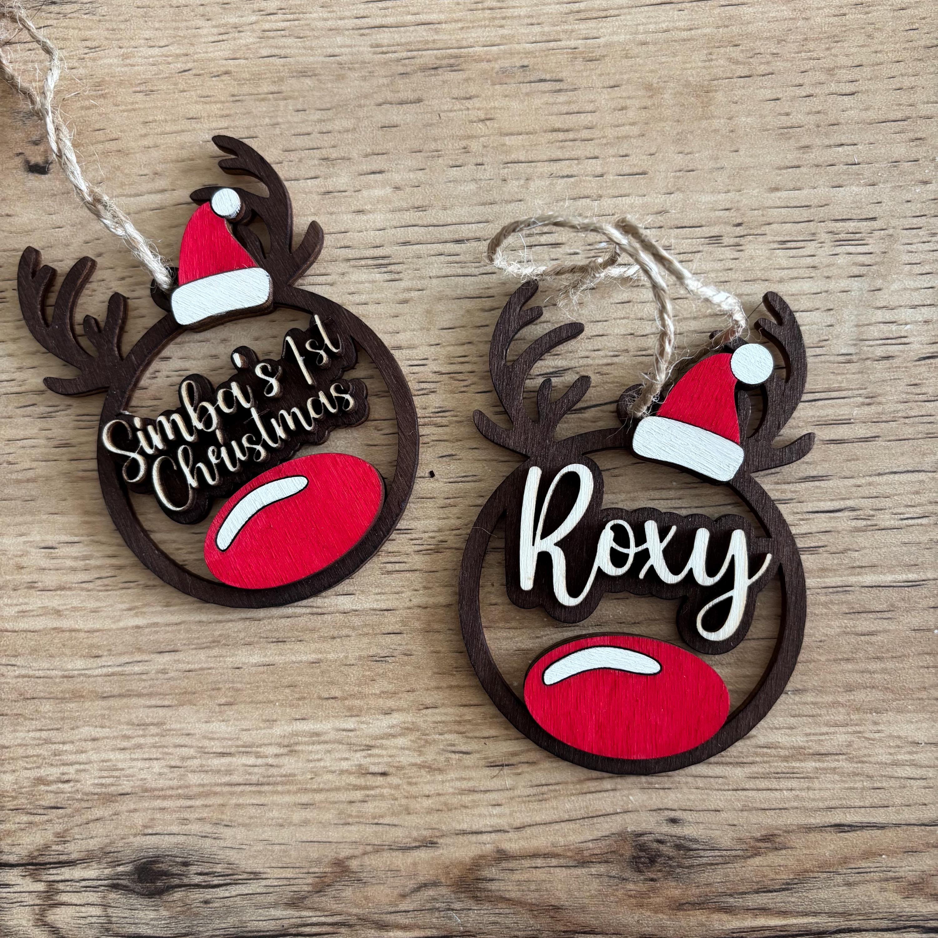 Décorations d'arbre de Noël personnalisées - votre nom / message, renne, étiquette cadeau, cadeau pour lui, son mari, sa femme, maman, papa, fille, garçon