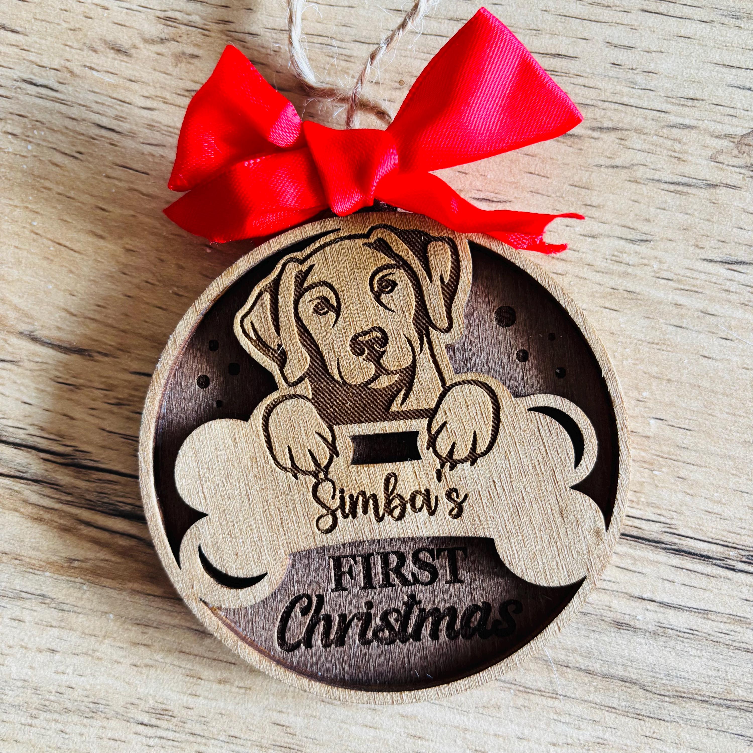 Première boule de Noël pour chien Décorations d'arbre de Noël personnalisées, cadeau pour lui, son mari, sa femme, sa maman, son papa, ses parents, son nouveau bébé