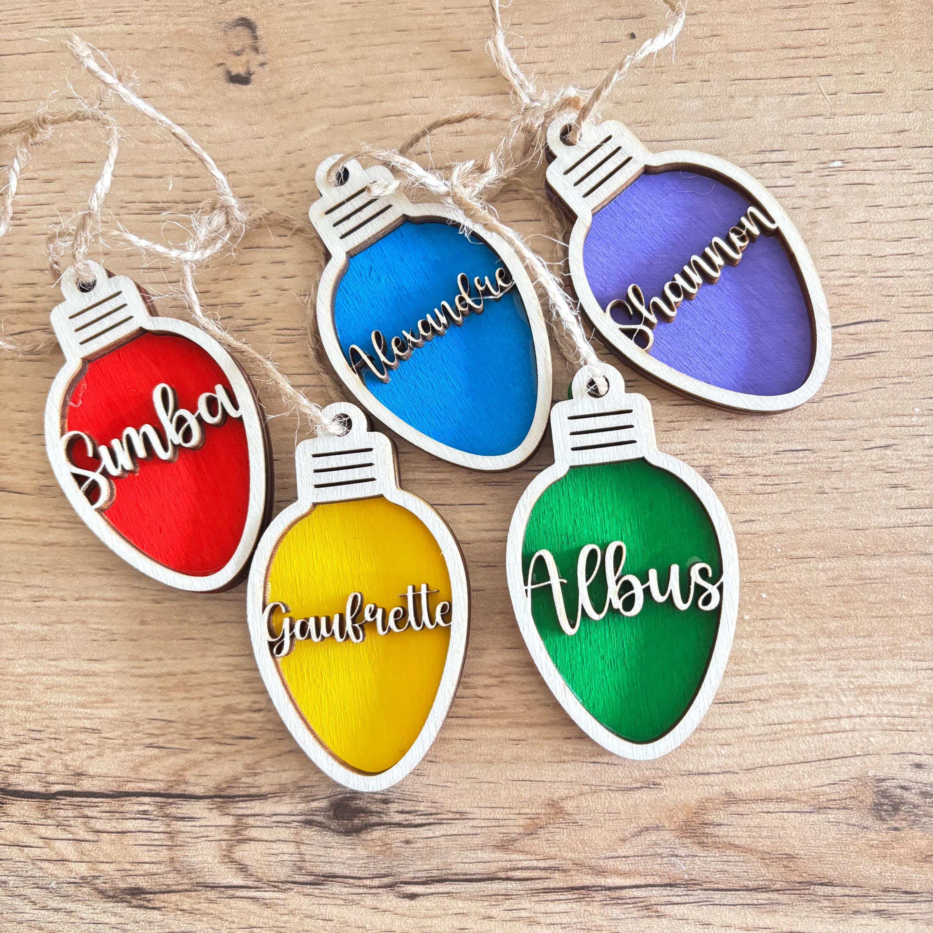 Décorations d'arbre de Noël personnalisées - votre nom, étiquette cadeau, cadeau pour lui, son mari, sa femme, maman, papa, fille, garçon, grands-parents, enfants