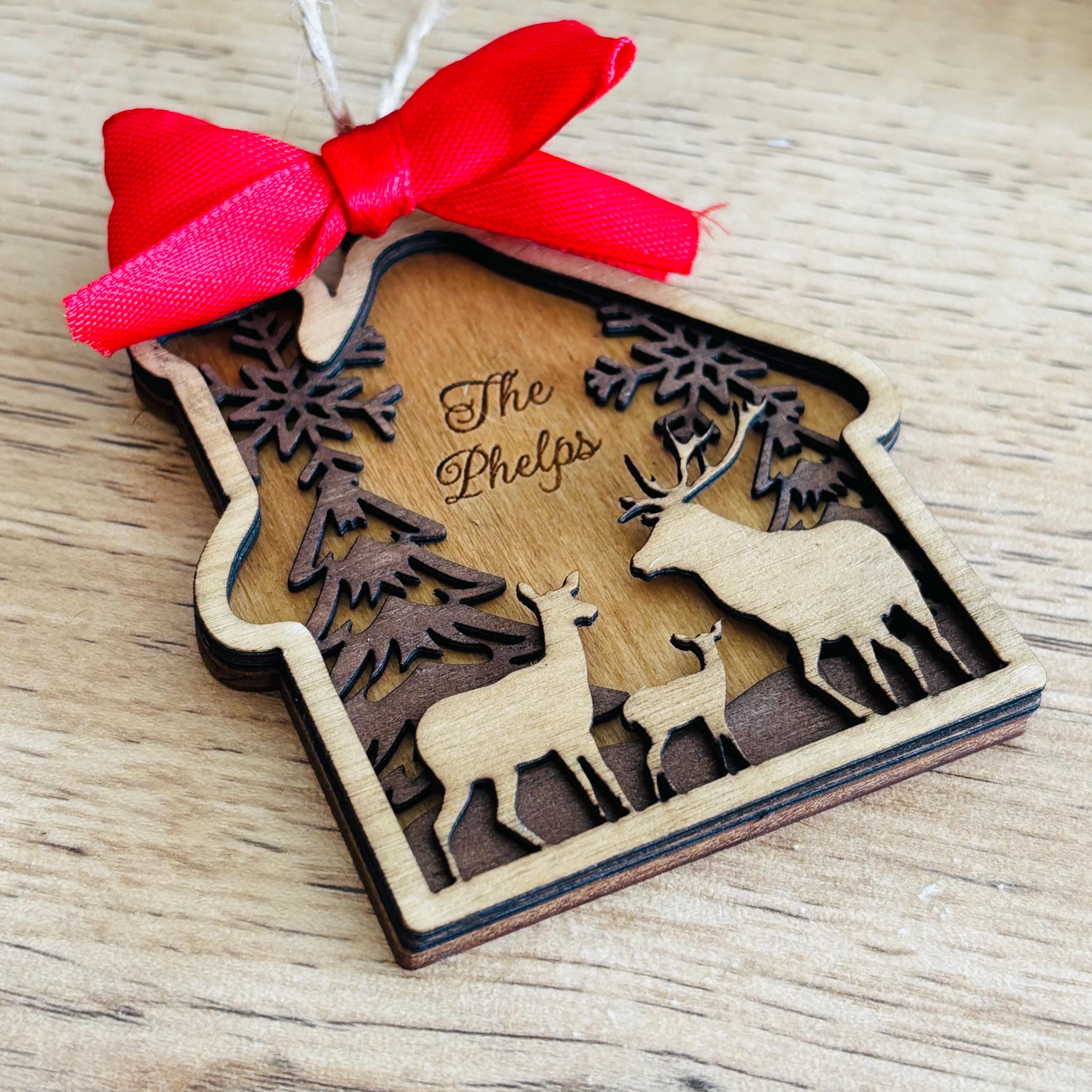 Décorations d'arbre de Noël personnalisées - votre nom / message, renne, étiquette cadeau, cadeau pour lui, son mari, sa femme, maman, papa, fille, garçon