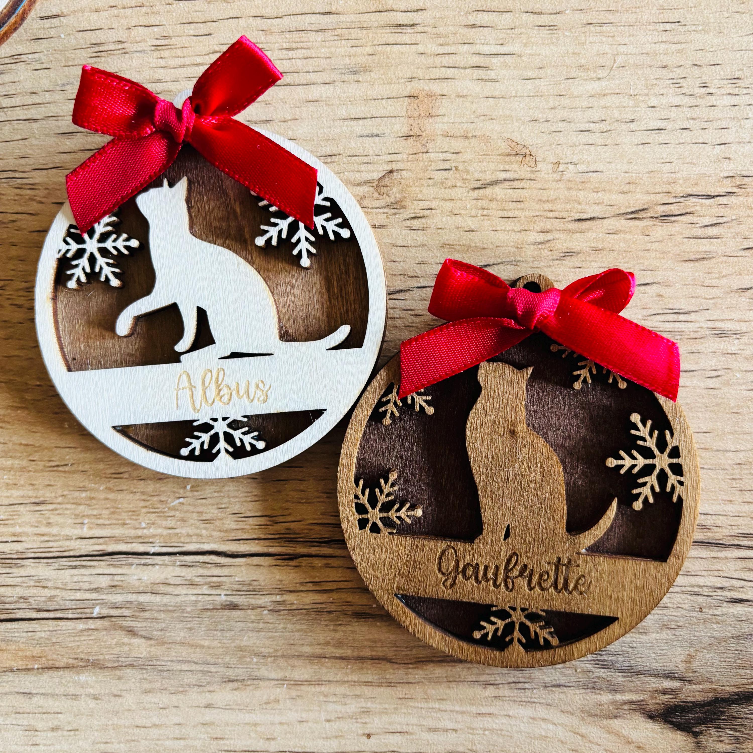 Décorations de sapin de Noël personnalisées pour chat - votre nom, étiquette cadeau, cadeau pour lui, son mari, sa femme, sa maman, son papa, ses grands-parents