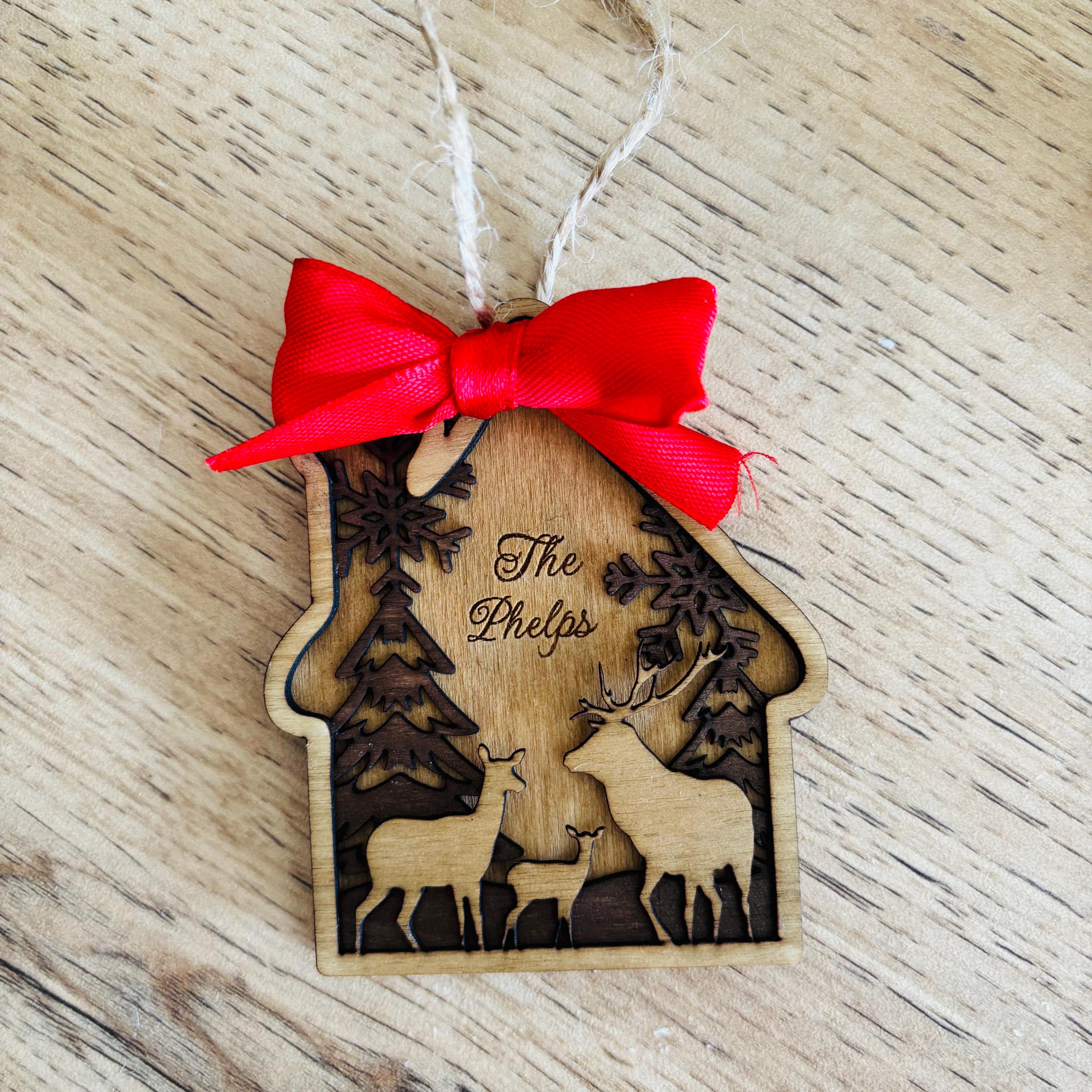 Décorations d'arbre de Noël personnalisées - votre nom / message, renne, étiquette cadeau, cadeau pour lui, son mari, sa femme, maman, papa, fille, garçon