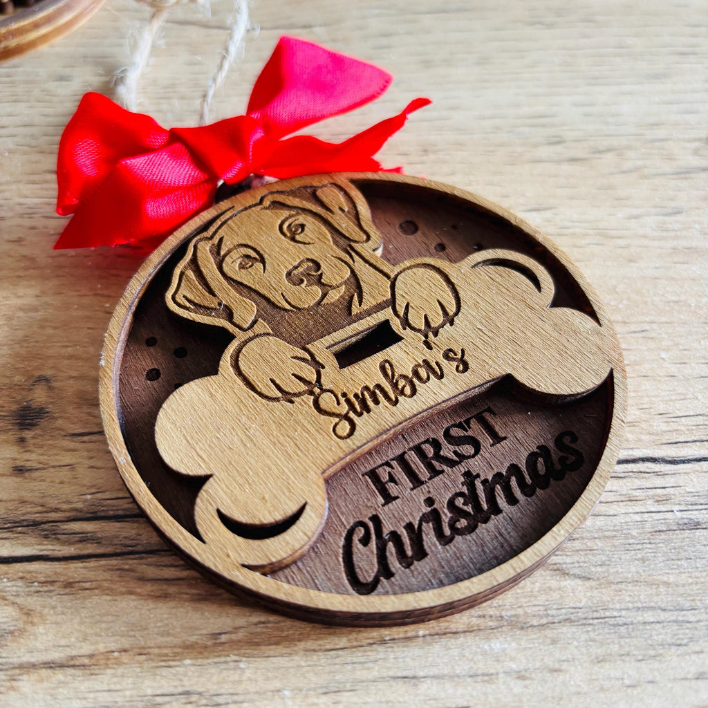 Première boule de Noël pour chien Décorations d'arbre de Noël personnalisées, cadeau pour lui, son mari, sa femme, sa maman, son papa, ses parents, son nouveau bébé