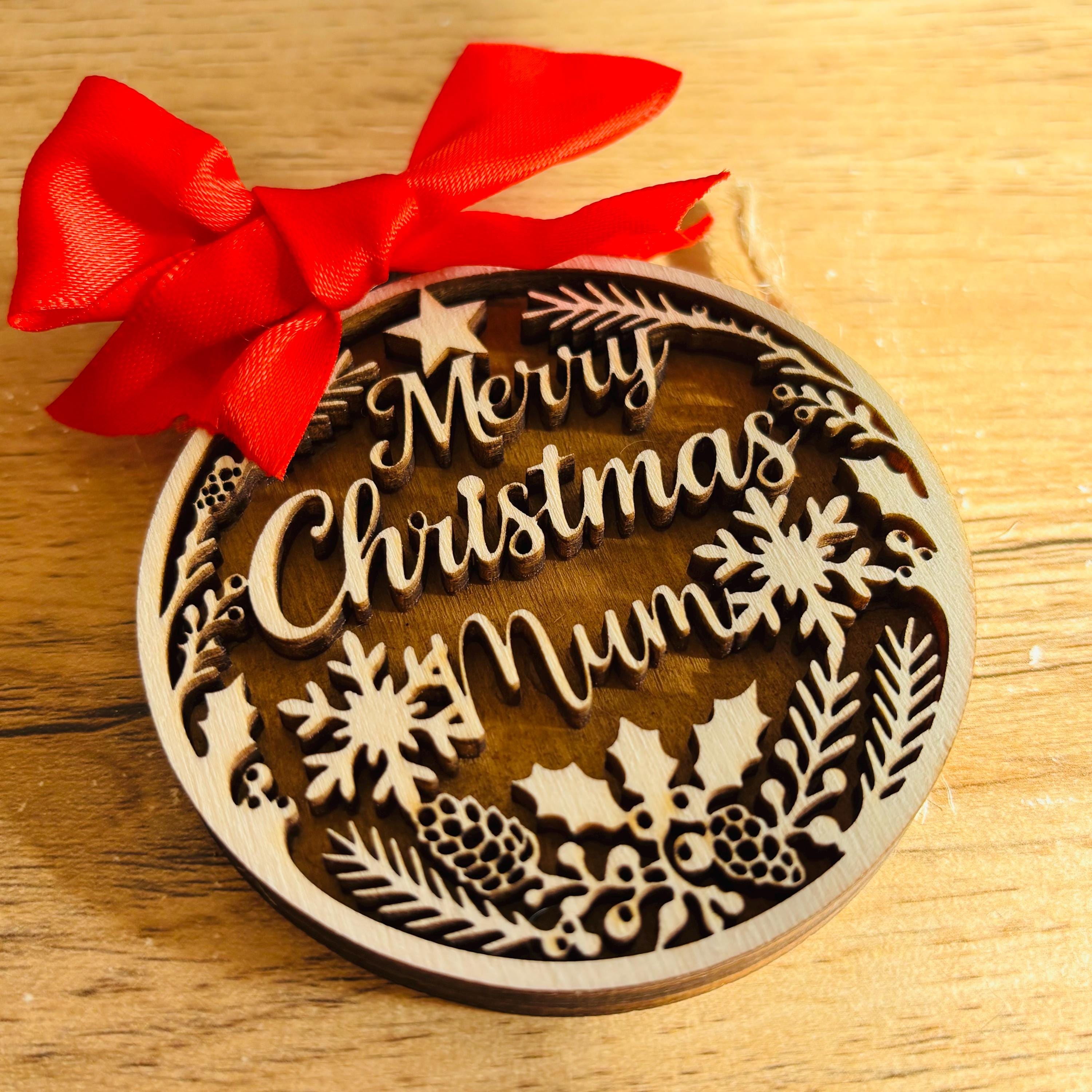 Décorations d'arbre de Noël personnalisées - votre nom, étiquette cadeau, cadeau pour lui, son mari, sa femme, maman, papa, fille, garçon, grands-parents, enfants