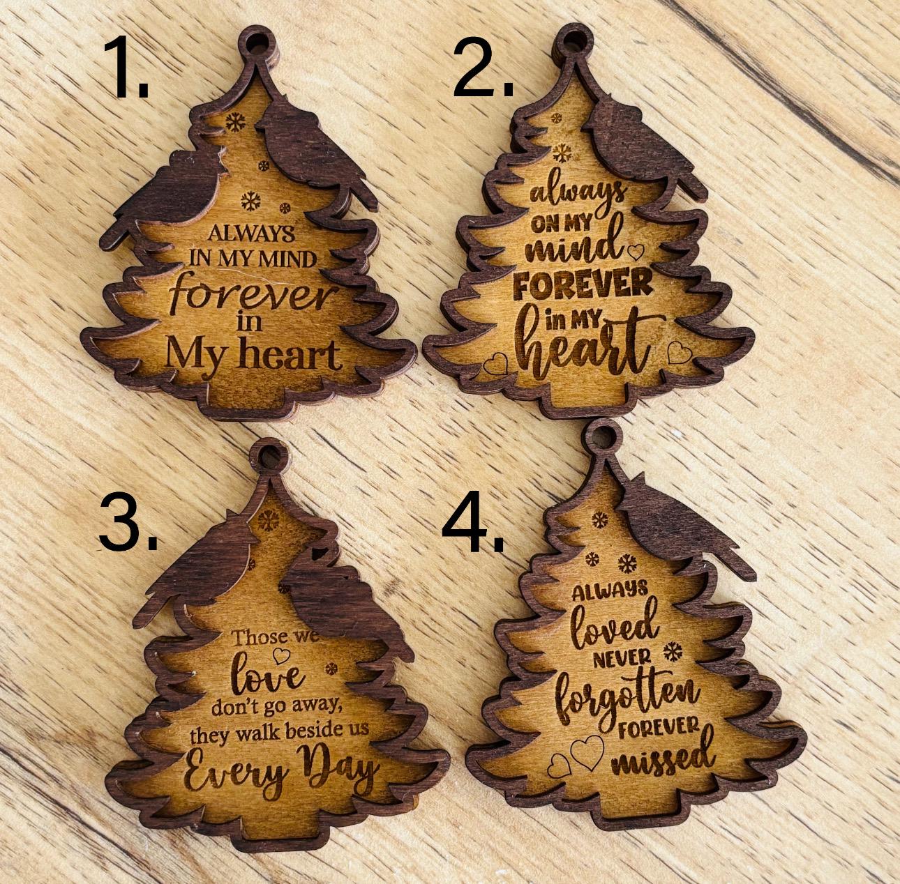 Décoration d'arbre de Noël commémorative, choix de 4 modèles personnalisables avec votre propre message