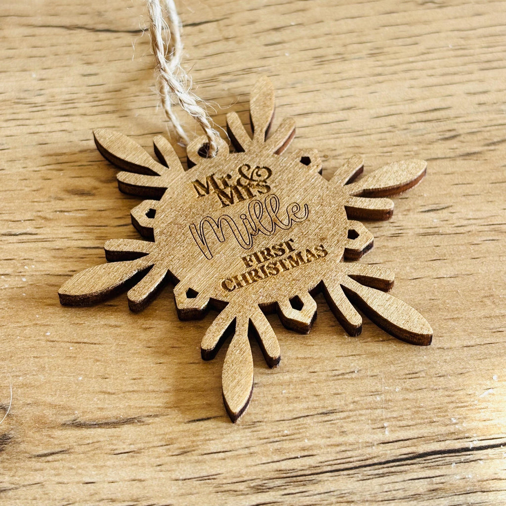 Personnalisé Personnalisé Premier Noël marié boule votre nom cadeau de mariage Noël mariage décoration d'arbre de Noël pour elle lui couple