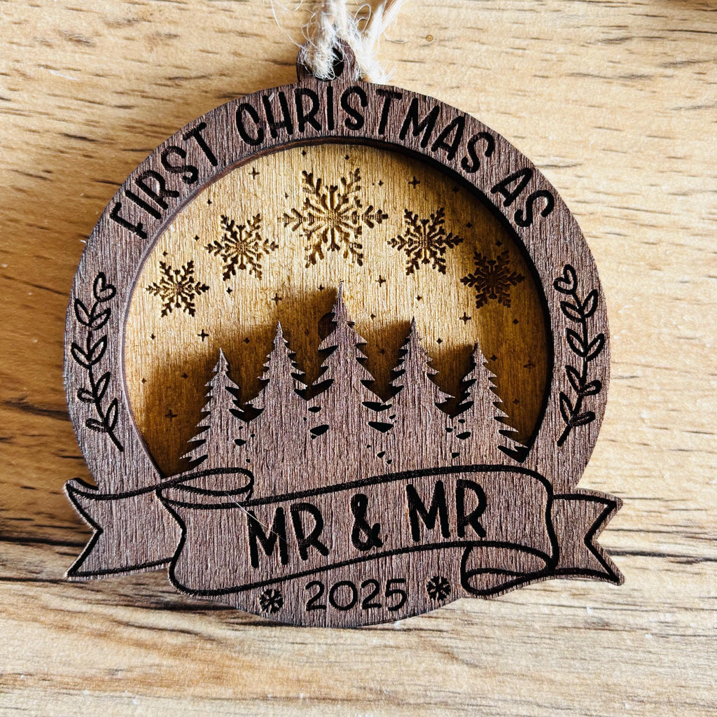 Première boule de Noël mariée M. et Mme, M./M. ou Mme/Mme cadeau de mariage Noël mariage décoration d'arbre de Noël cadeau pour elle lui couple