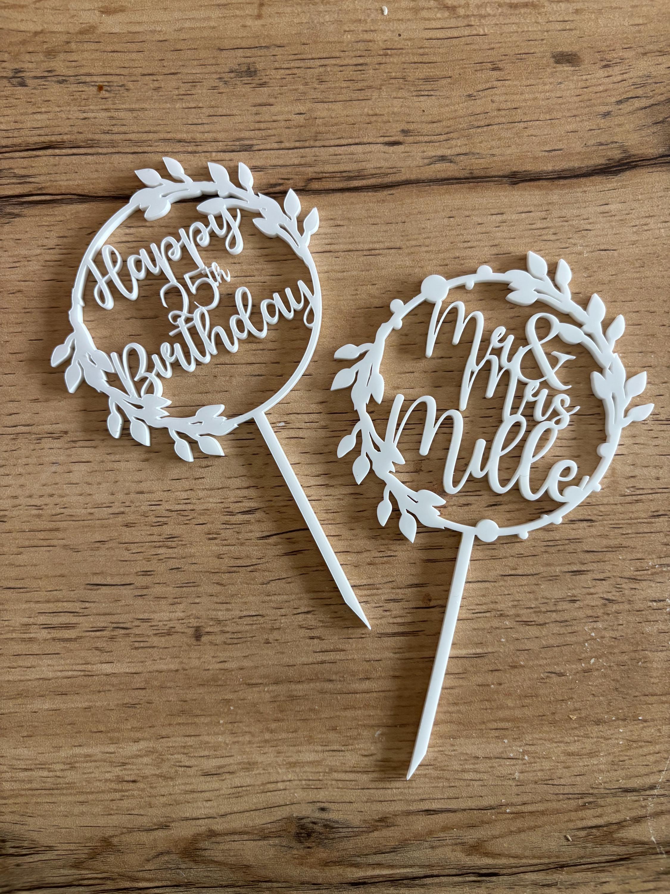 Décoration de gâteau en acrylique personnalisée, pour mariage, décoration de gâteau avec poignées pour réseaux sociaux, fête d'entreprise, baby shower, Noël, enterrement de vie de jeune fille, enterrement de vie de jeune fille