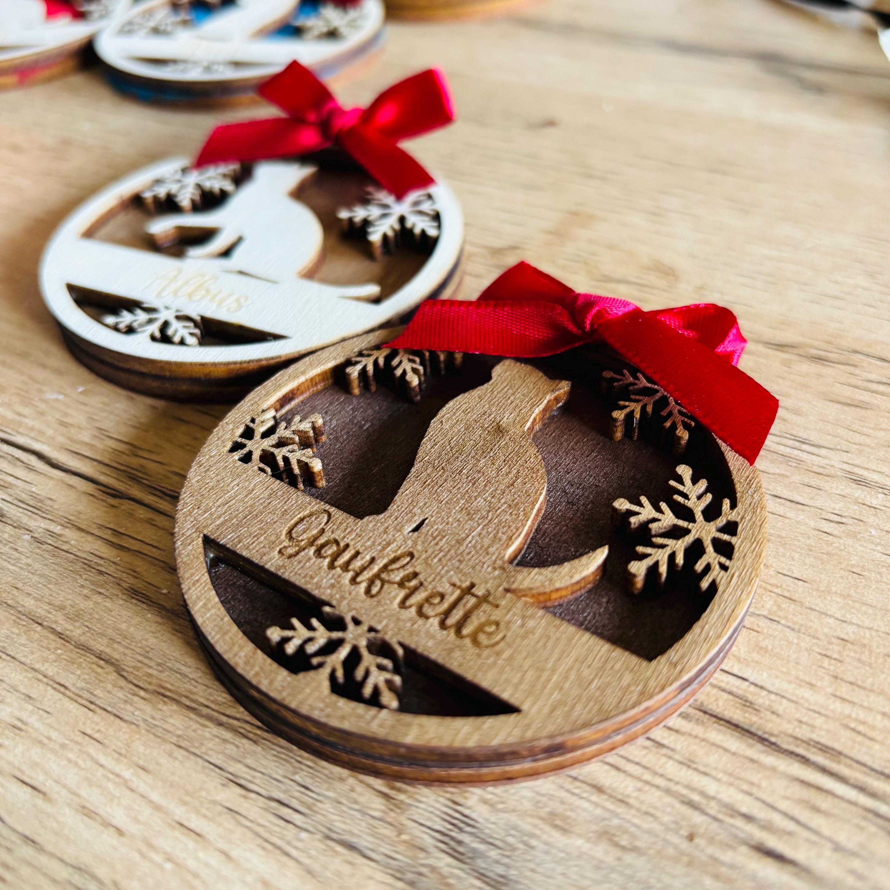 Décorations de sapin de Noël personnalisées pour chat - votre nom, étiquette cadeau, cadeau pour lui, son mari, sa femme, sa maman, son papa, ses grands-parents