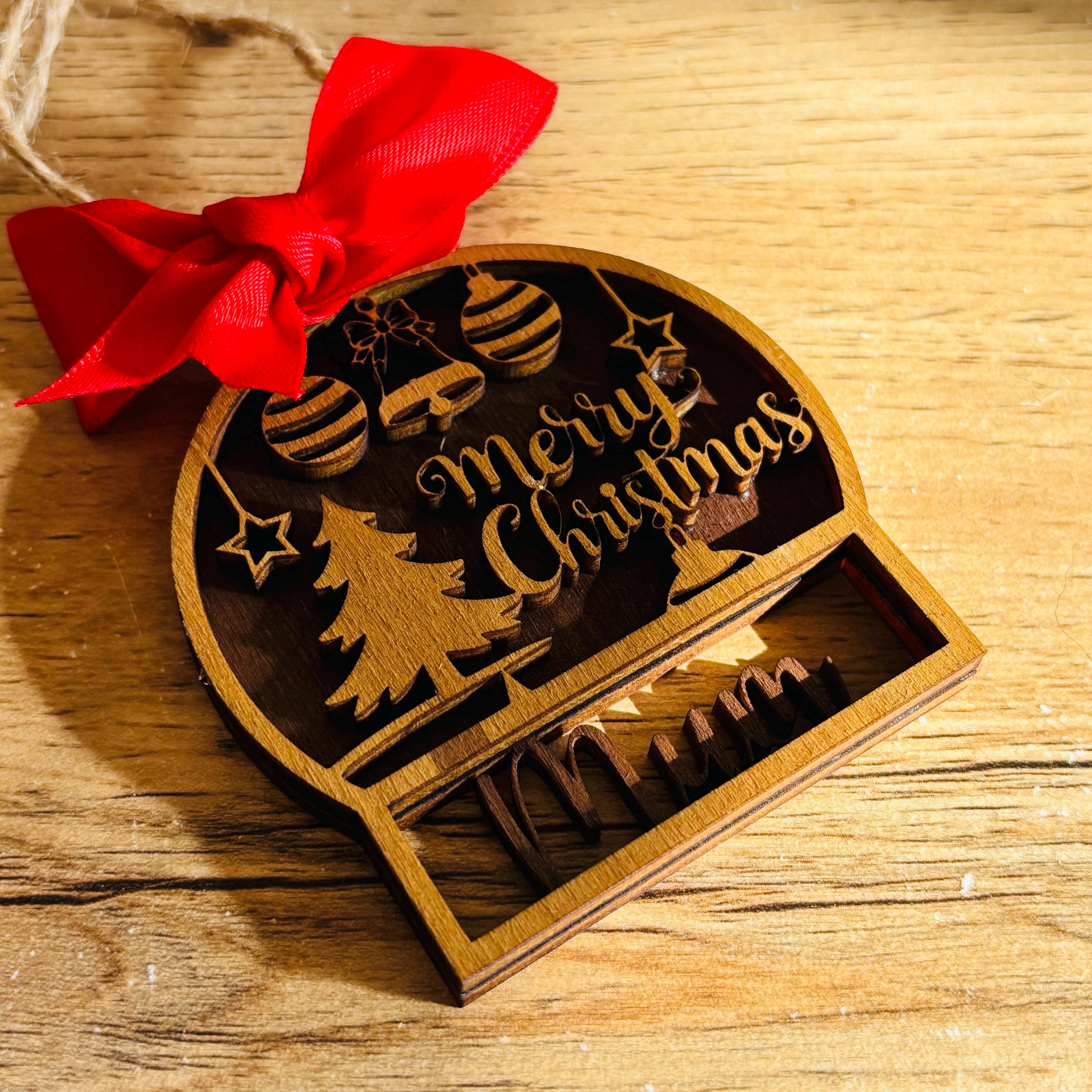 Décorations d'arbre de Noël personnalisées - votre nom, étiquette cadeau, cadeau pour lui, son mari, sa femme, maman, papa, fille, garçon, grands-parents, enfants